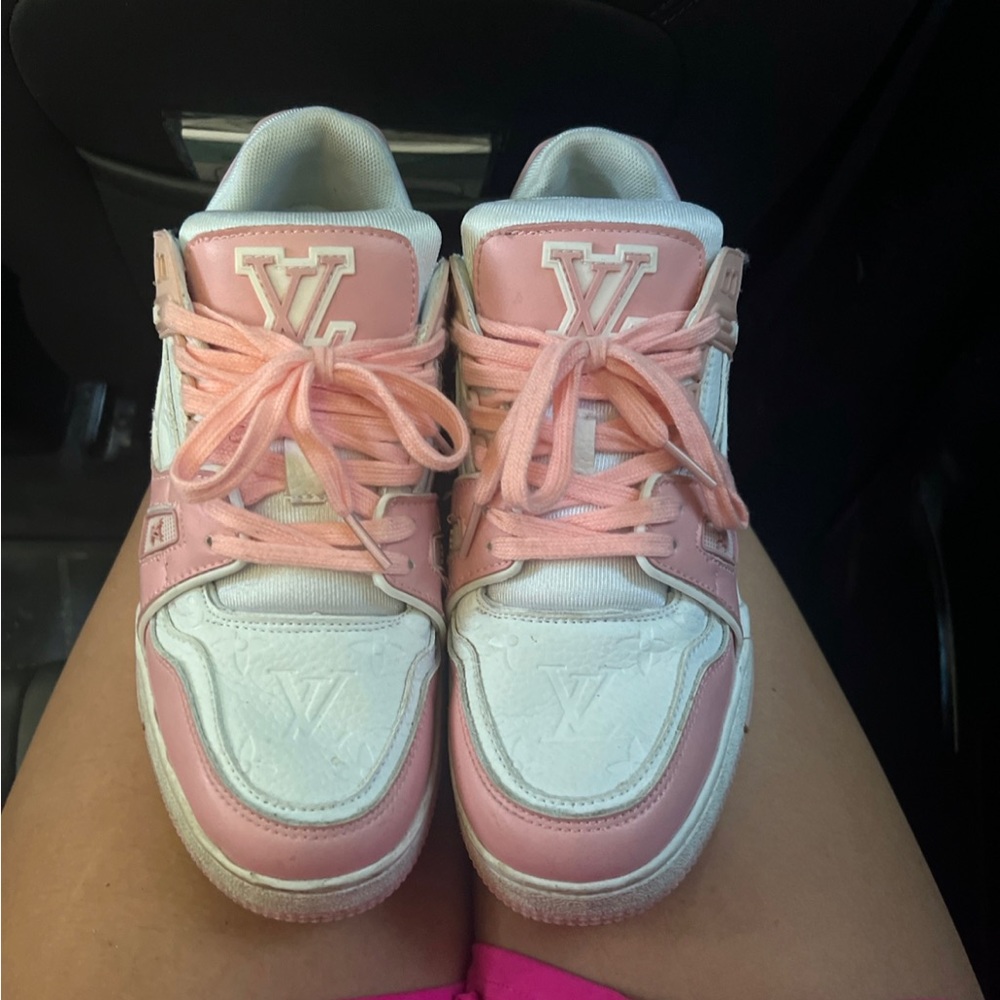 Louis Vuitton Trainer Pink White will send inside louis vuitton shoe box.